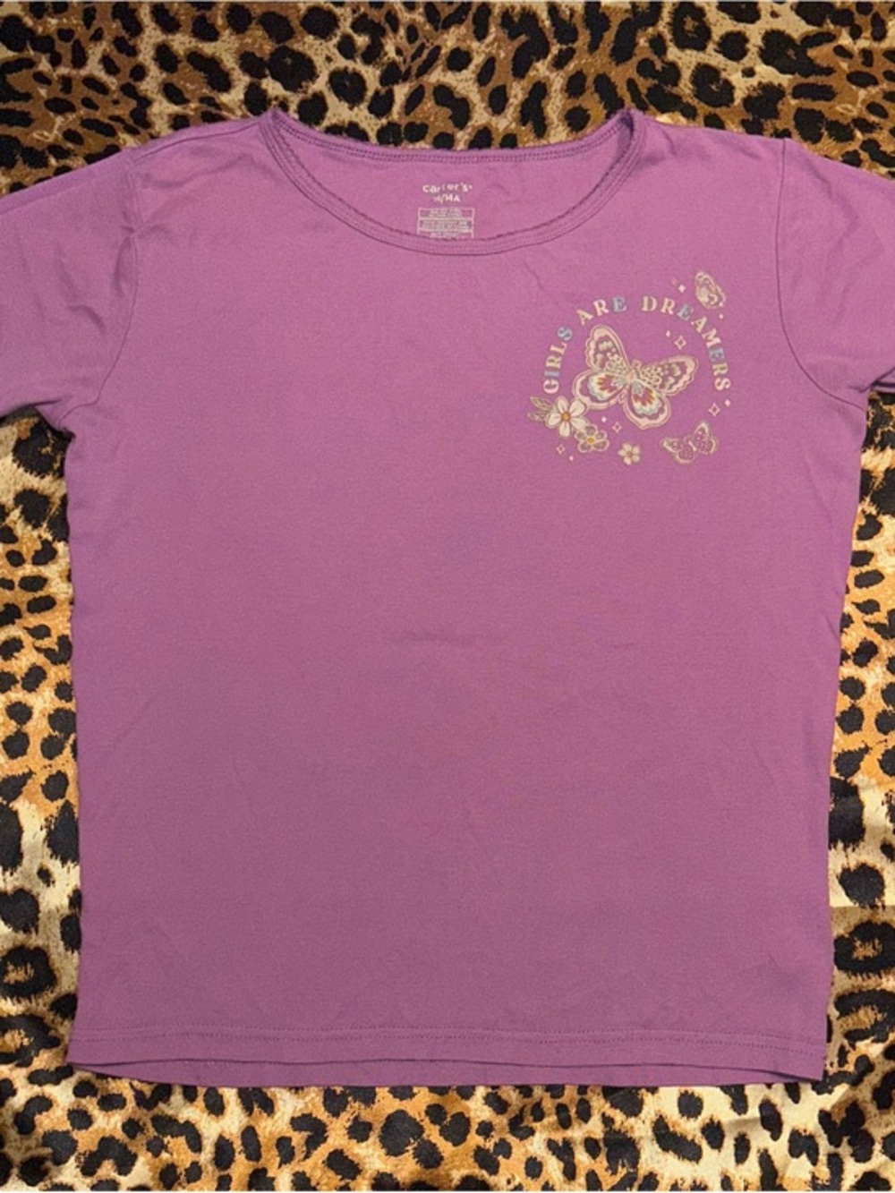 Carter’s Girls Purple "Girls Are Dreamers" Butterfly Floral T-Shirt